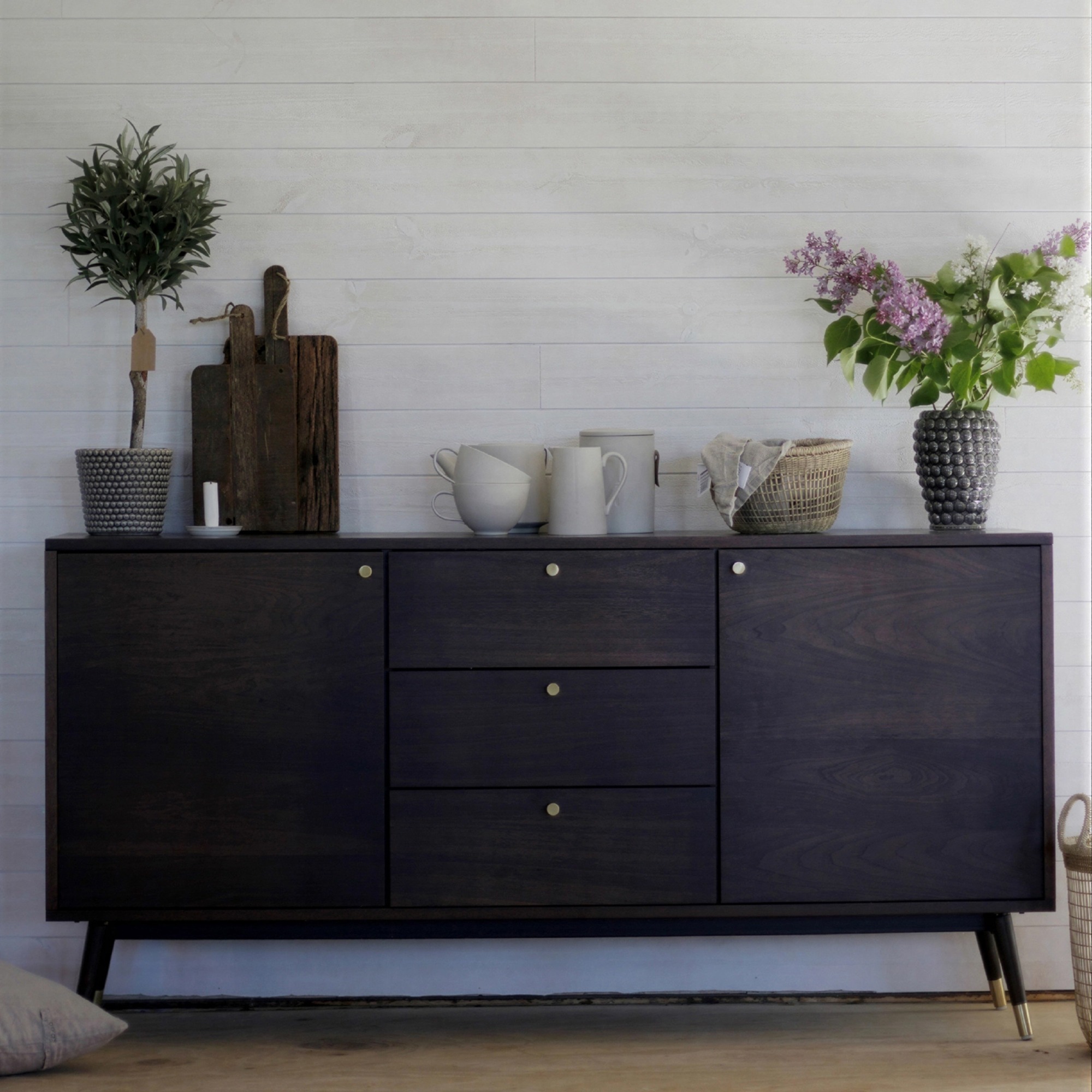 Mueble de TV/Cómoda 'Prime' - Nogal/Latón
