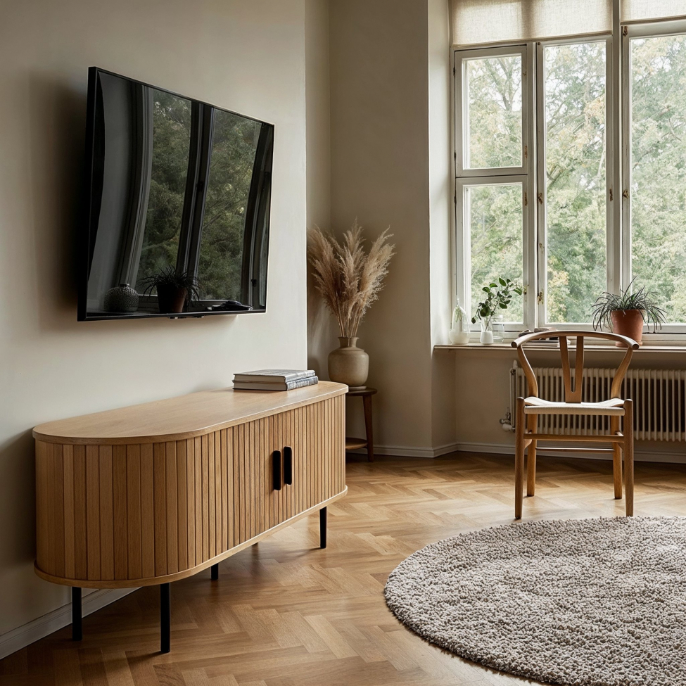 Banco de TV 'Holmvik' - Natural/Negro