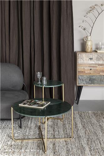 Mesa de café 'Timpa' Redonda 70cm - Mármol verde/Oro
