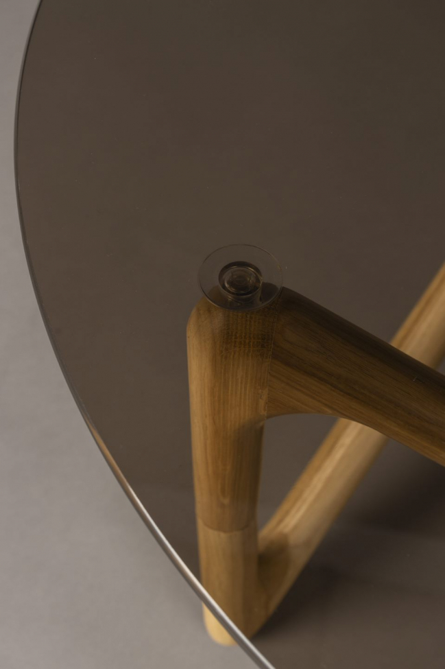 Mesa de centro 'Naia' Redonda 80cm - Natural/Vidrio