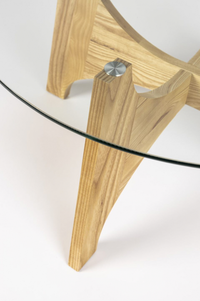 Mesa de centro 'Kobe' Redonda 80cm - Natural/Vidrio