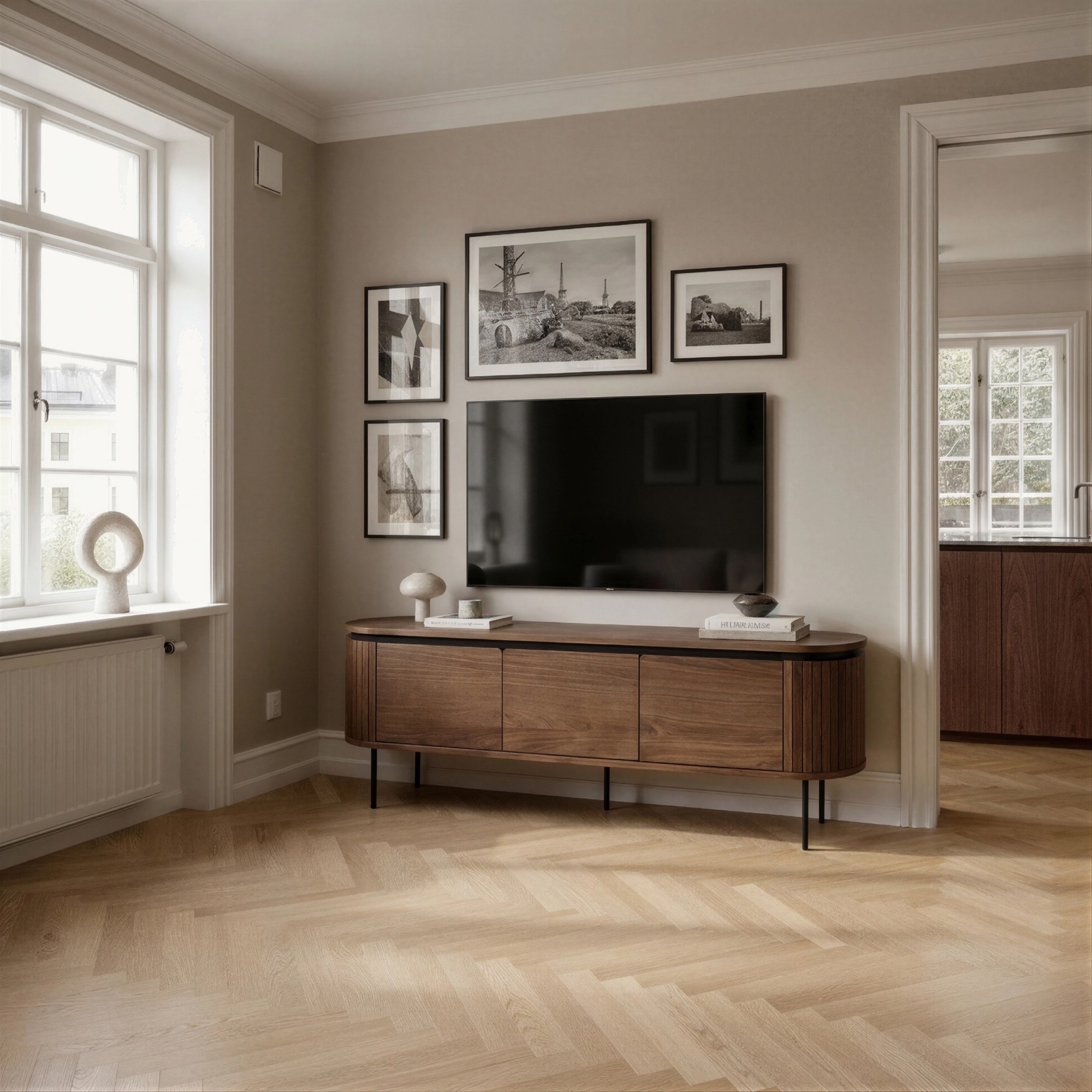 Mueble de TV 'Kärra' 160x40cm - Nogal/Negro