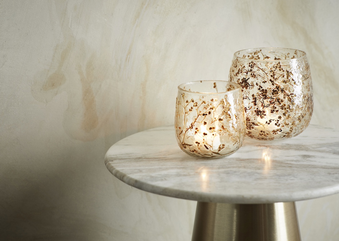 Mesa auxiliar 'Iron' Redonda 40cm - Latón/mármol