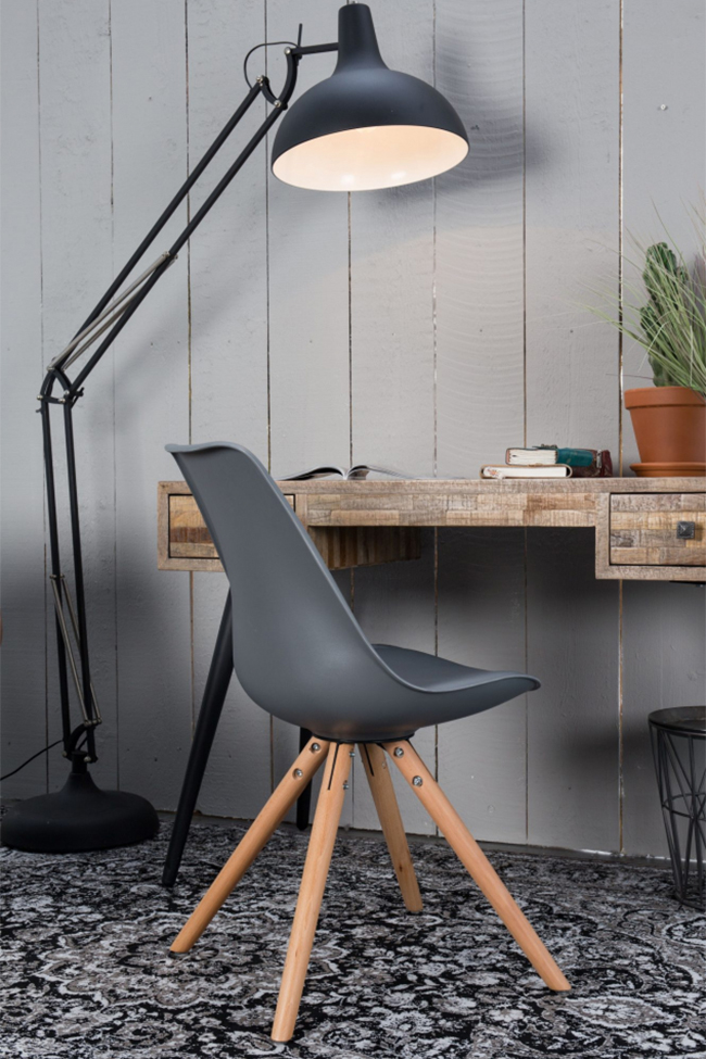 Escritorio/Mesa lateral 'Leo' - Teak/Acero