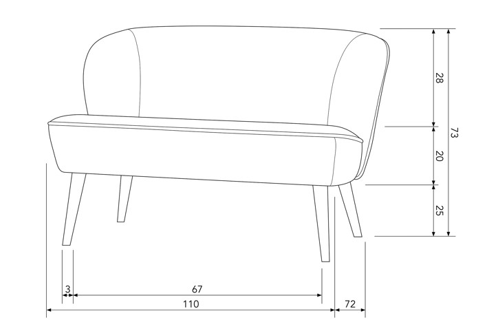 Sofá 'Sara' - Rojo/Sameto