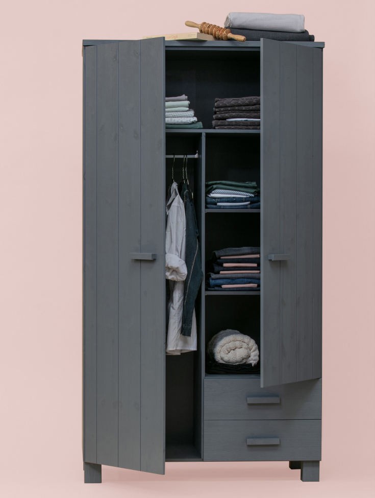 Armario 'Dennis' con cajones - Gris acero