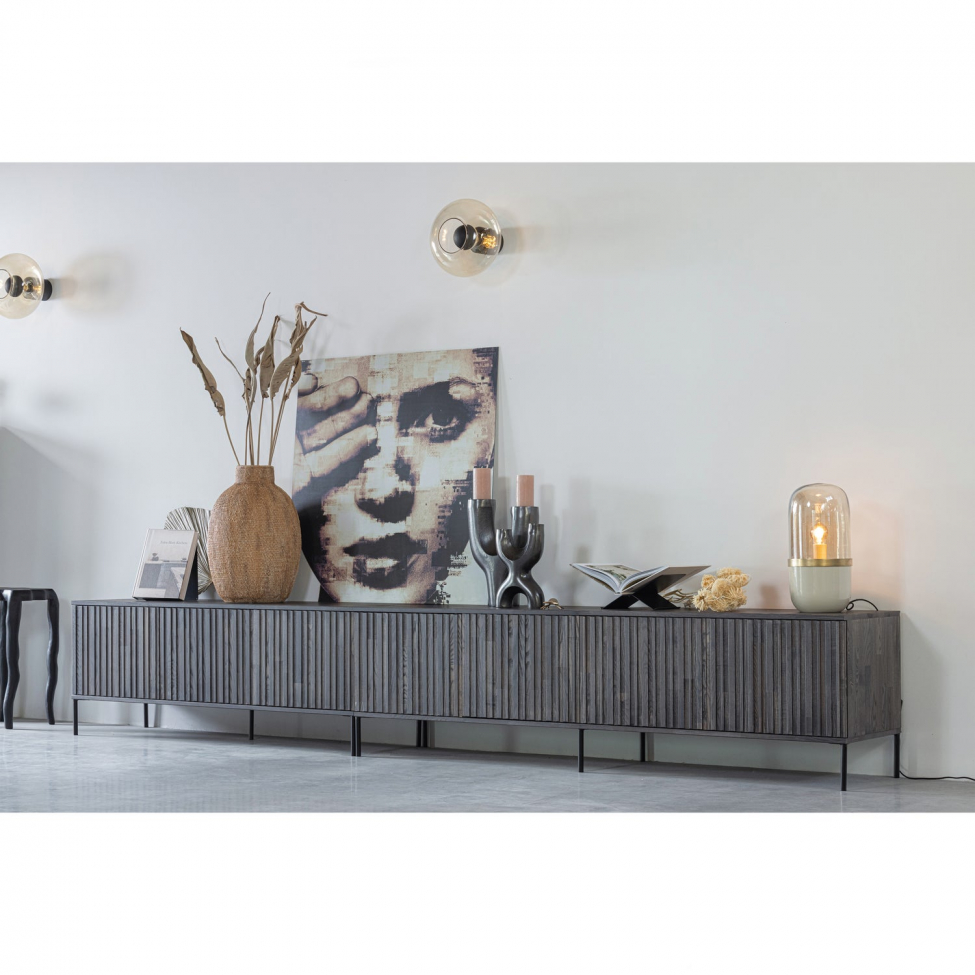 Mesa de TV 'New Gravure' 100 cm - Marrón oscuro/Negro