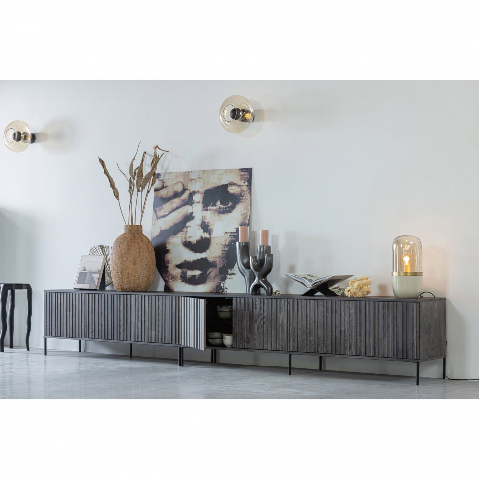 Mesa de TV 'New Gravure' 150 cm - Marrón oscuro/Negro