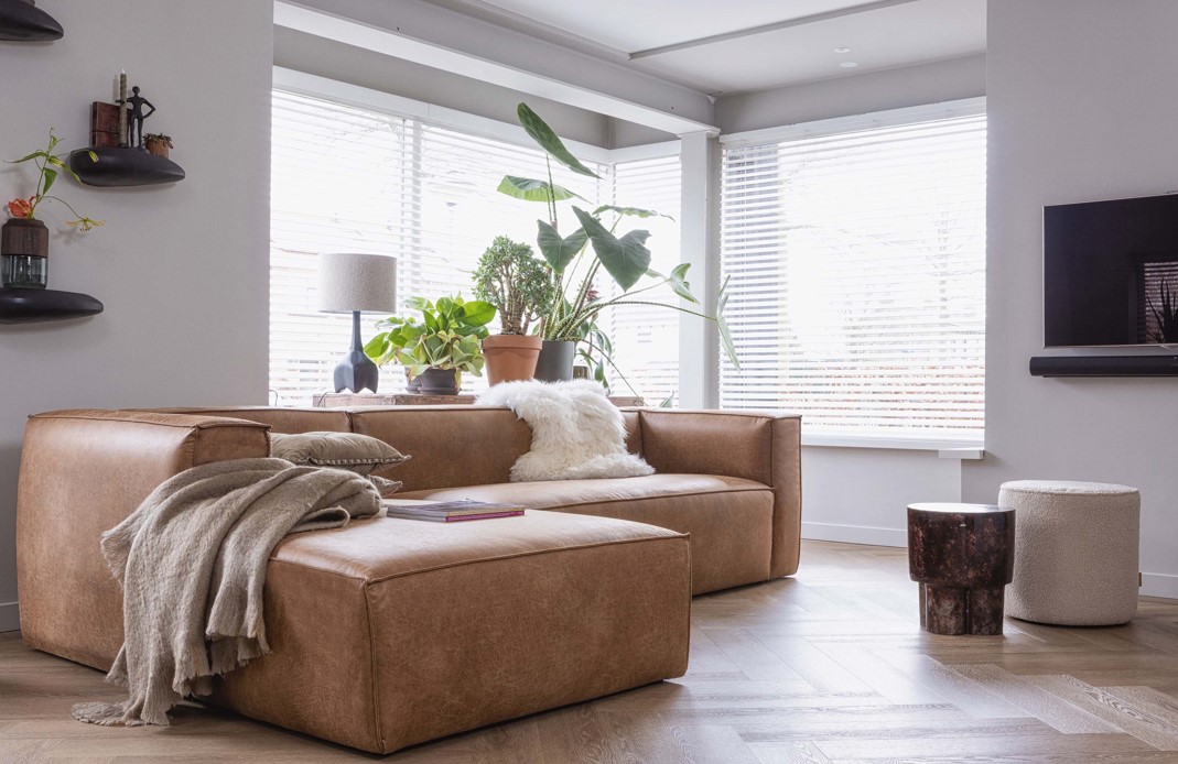 Sofá de esquina 'Bean' - Cognac