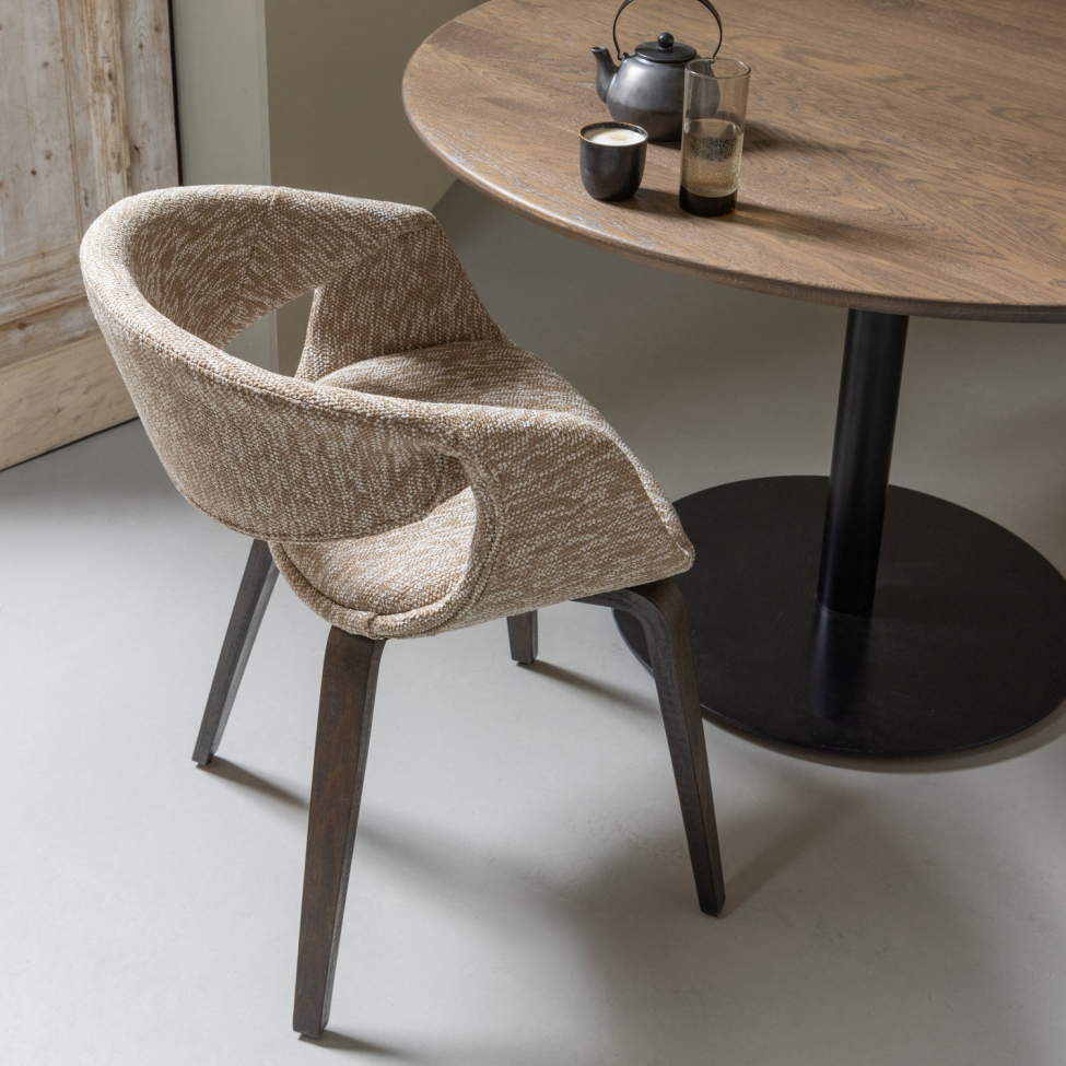 Silla de comedor 'Yossi' - Beige/Marrón oscuro