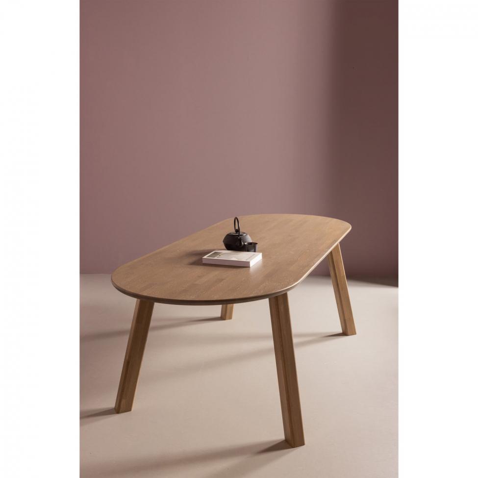 Mesa de comedor 'Tablo' 220x90 cm ovalada - Marrón gris