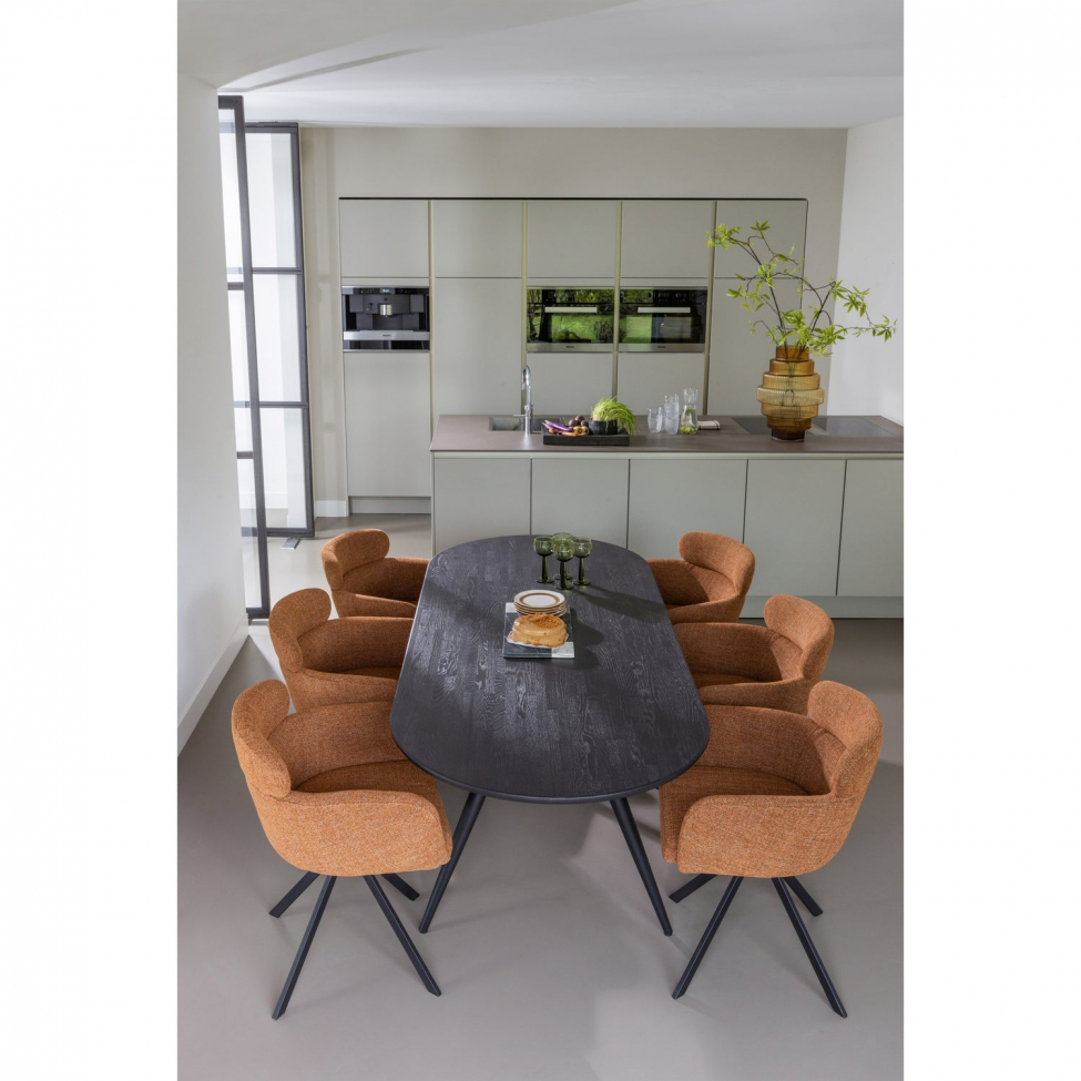 Mesa de comedor 'Tablo' 220x90 cm ovalada - Marrón oscuro