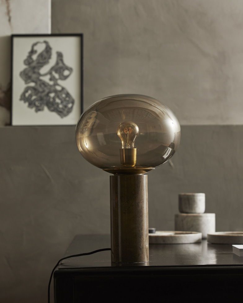 Lámpara de mesa 'Bes' - Ahumado/Latón