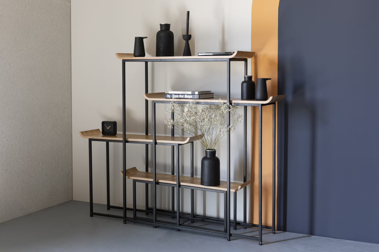 Estante 'Flodka' - Negro/Madera