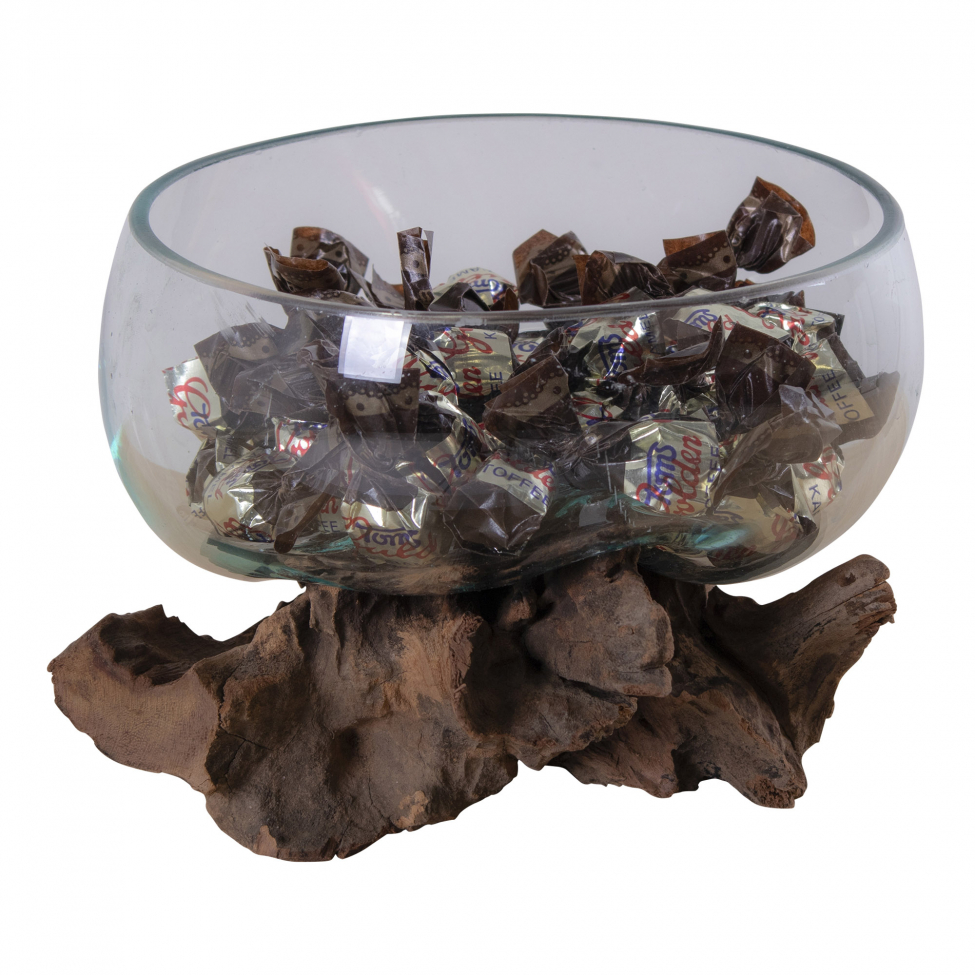 Dekoration 'Waterdrop' 15x15cm - Madera/Vidrio