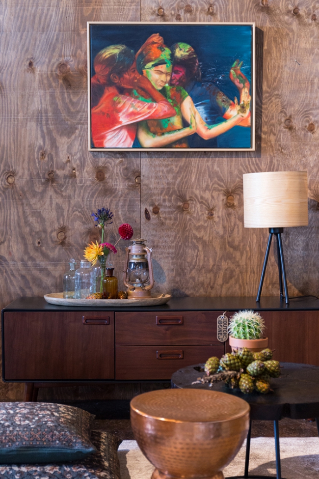 Lámpara de mesa 'Woodland' - Negro/Natural