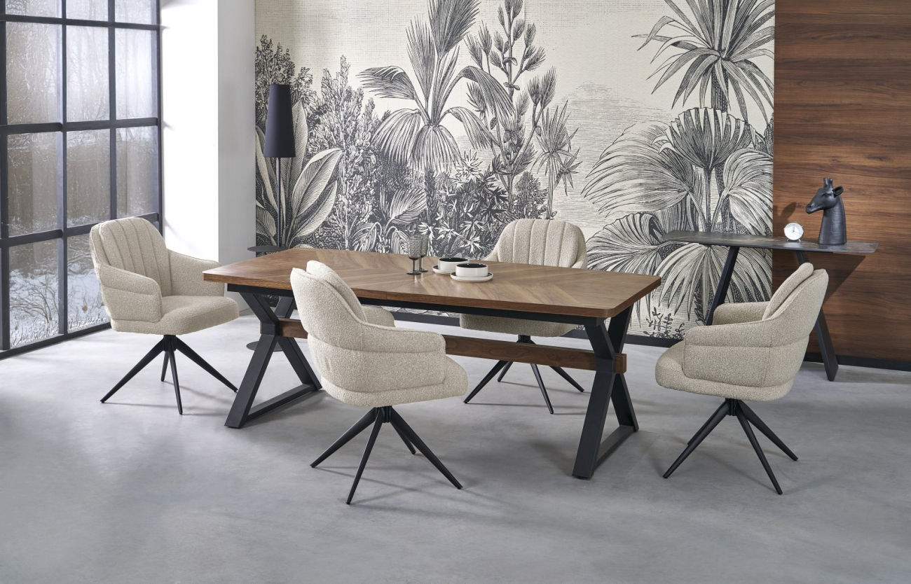 Mesa de comedor 'Baron' 200-350cm - Natural/negro