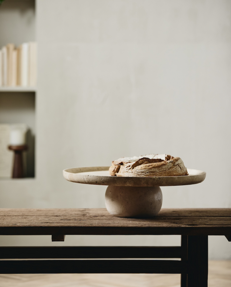 Plato 'Masa' redondo 50cm - Travertino