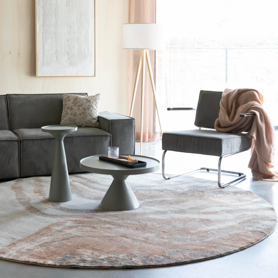 Alfombra 'Sol' Redonda 200cm - Gris/marrón