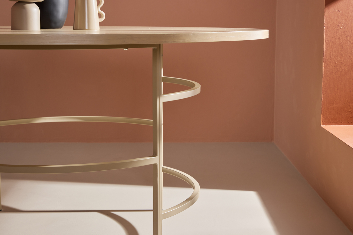 Mesa de comedor 'Copenhagen' 140x74cm - Pigmentada blanca/Oro