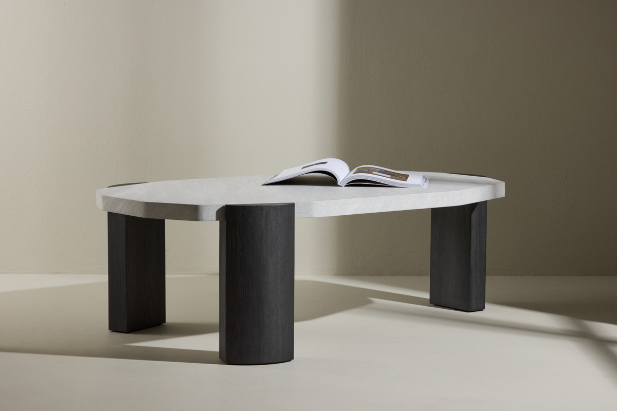 Mesa de centro 'Kres' 125x71cm - Beige/Negro