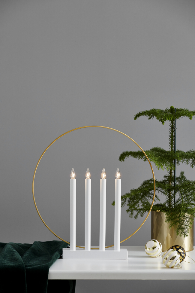 Candelabro de adviento 'Glory' - Blanco/Dorado