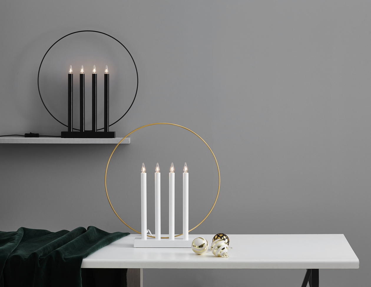 Candelabro de adviento 'Glory' - Blanco/Dorado