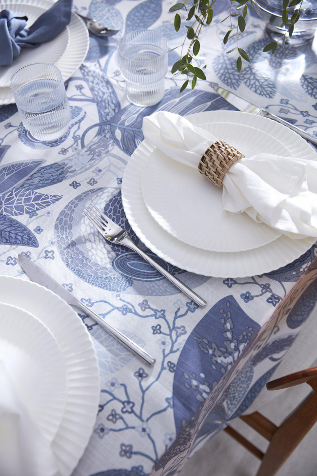 Mantel 'A&E' 140x350 - Azul