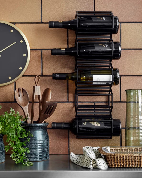 Soporte para vino 'Wine' - Hierro/Negro