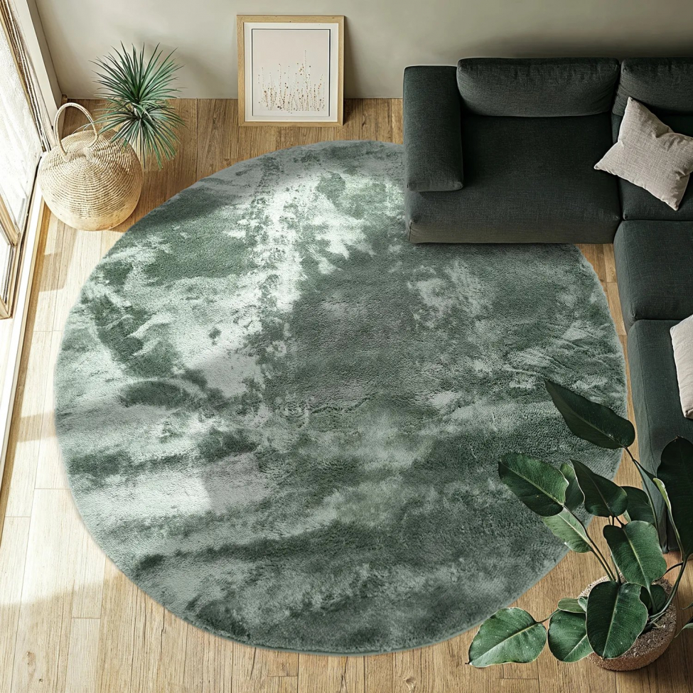 Alfombra redonda 'Aranga Super Soft Fur' 80cm - Verde