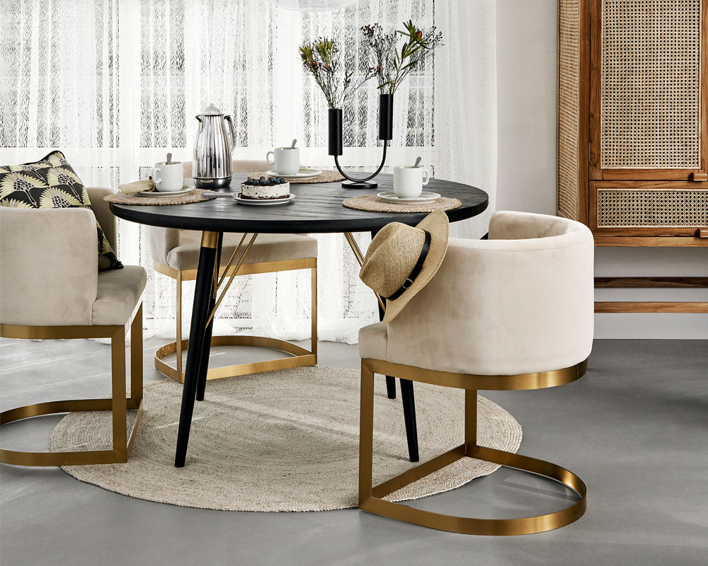 Mesa de comedor 'Black Wood' Redonda 120cm - Negro