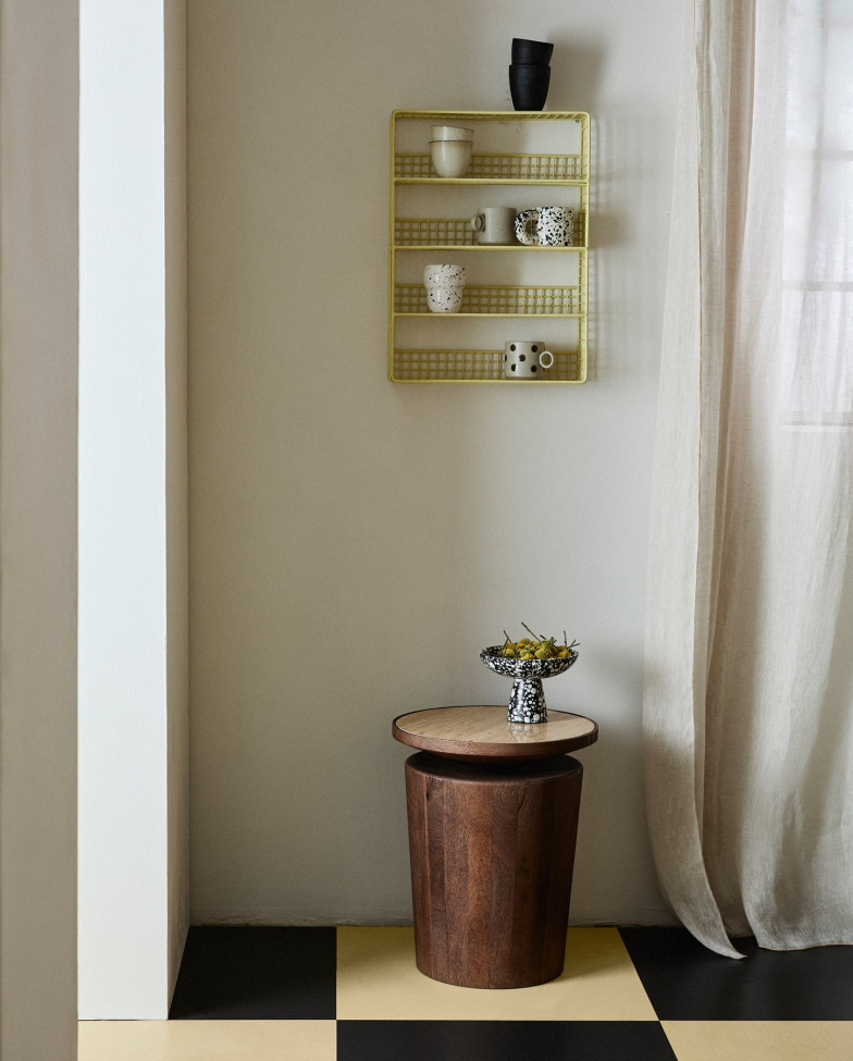 Mesa auxiliar 'Kwando' - Natural/Travertino