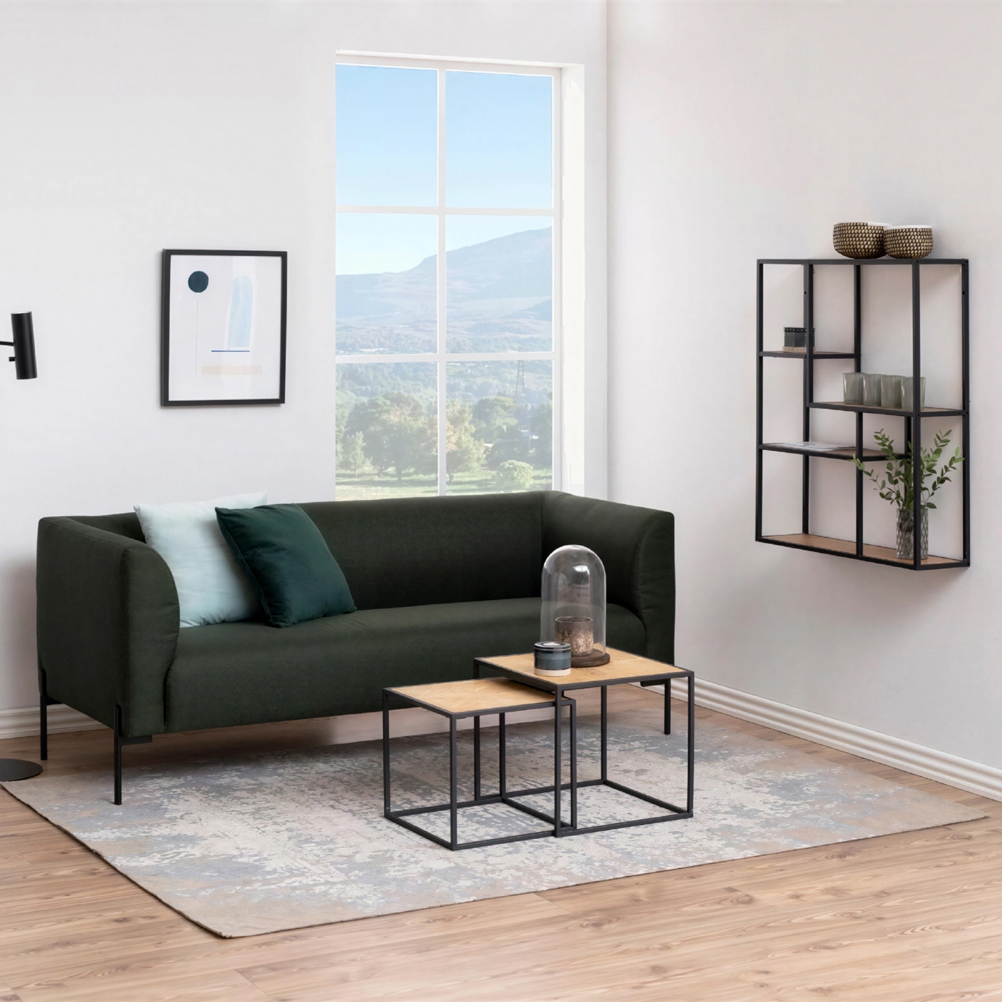 Estante de pared 'Hydra' 75cm - Negro/Natural