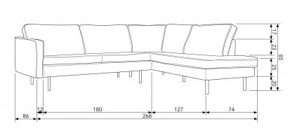 Sofá en esquina 'Rodeo' - Caqui - Derecho