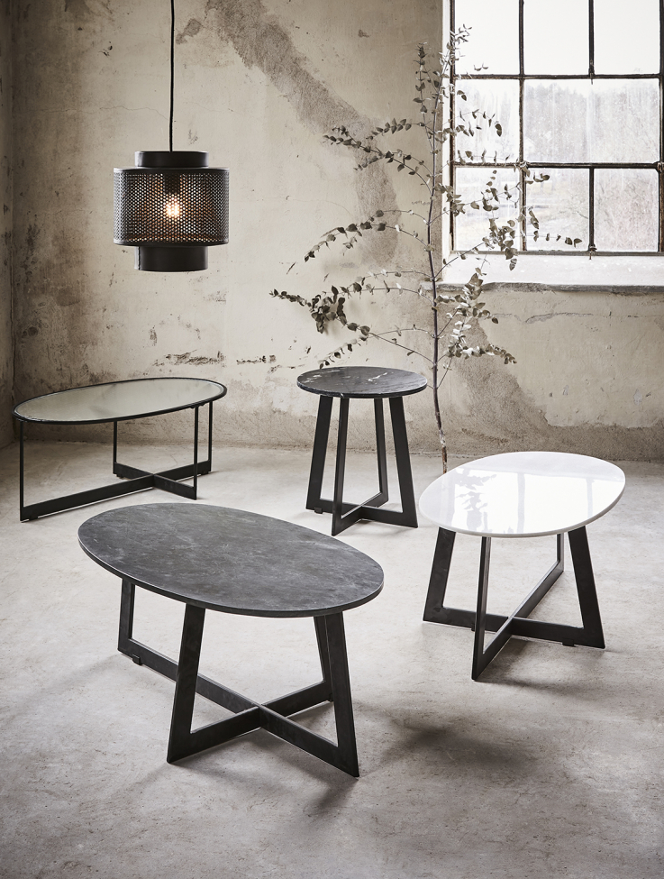 Mesa de café 'Milan' 90x50cm - Negro/vidrio