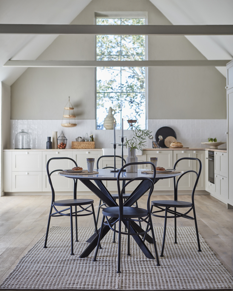 Mesa de comedor 'Milan' redonda 120cm - Blanco/negro