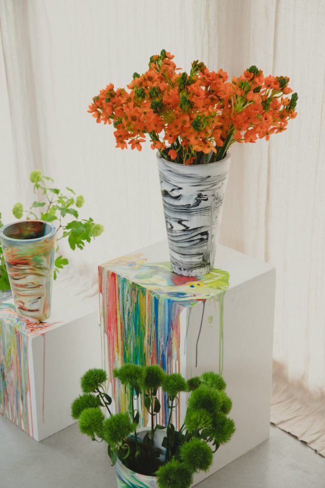 Jarrón 'Conic' - Negro/Blanco M