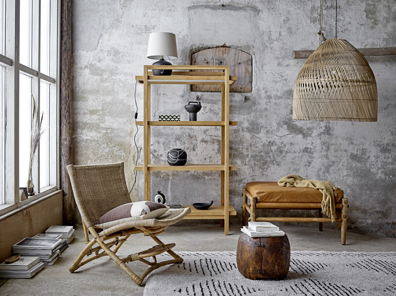 Lámpara de mesa 'Matheo' - Negro/Terracota