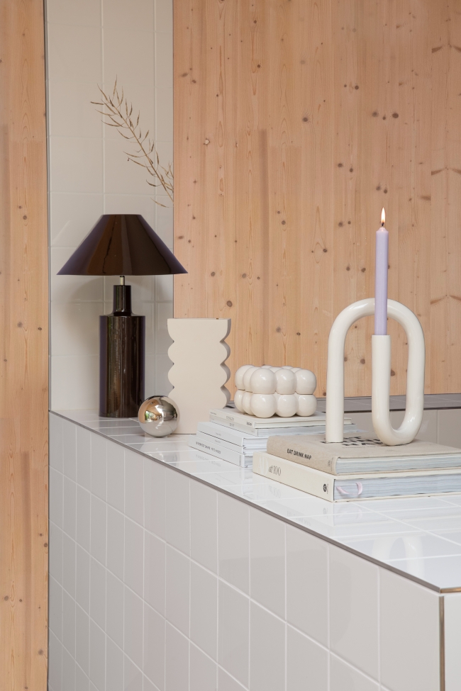 Portavelas 'Tubo' - Beige L