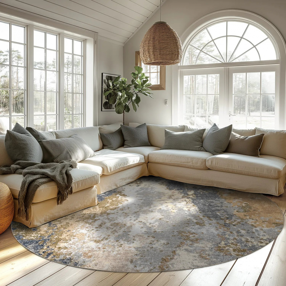 Alfombra redonda 'Travale' 180cm - Gris/Multi