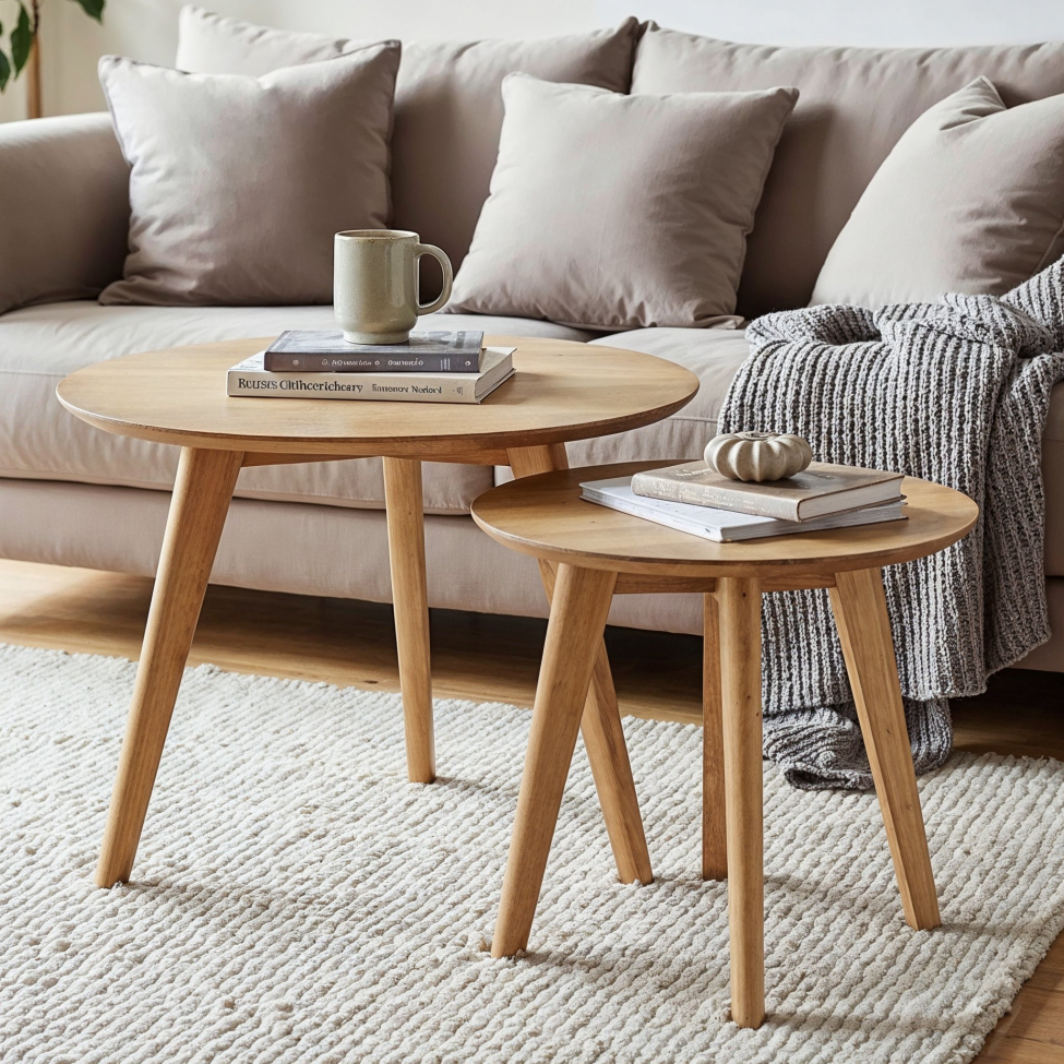 Mesa de centro Redonda 'Nagano' 2 partes - Roble