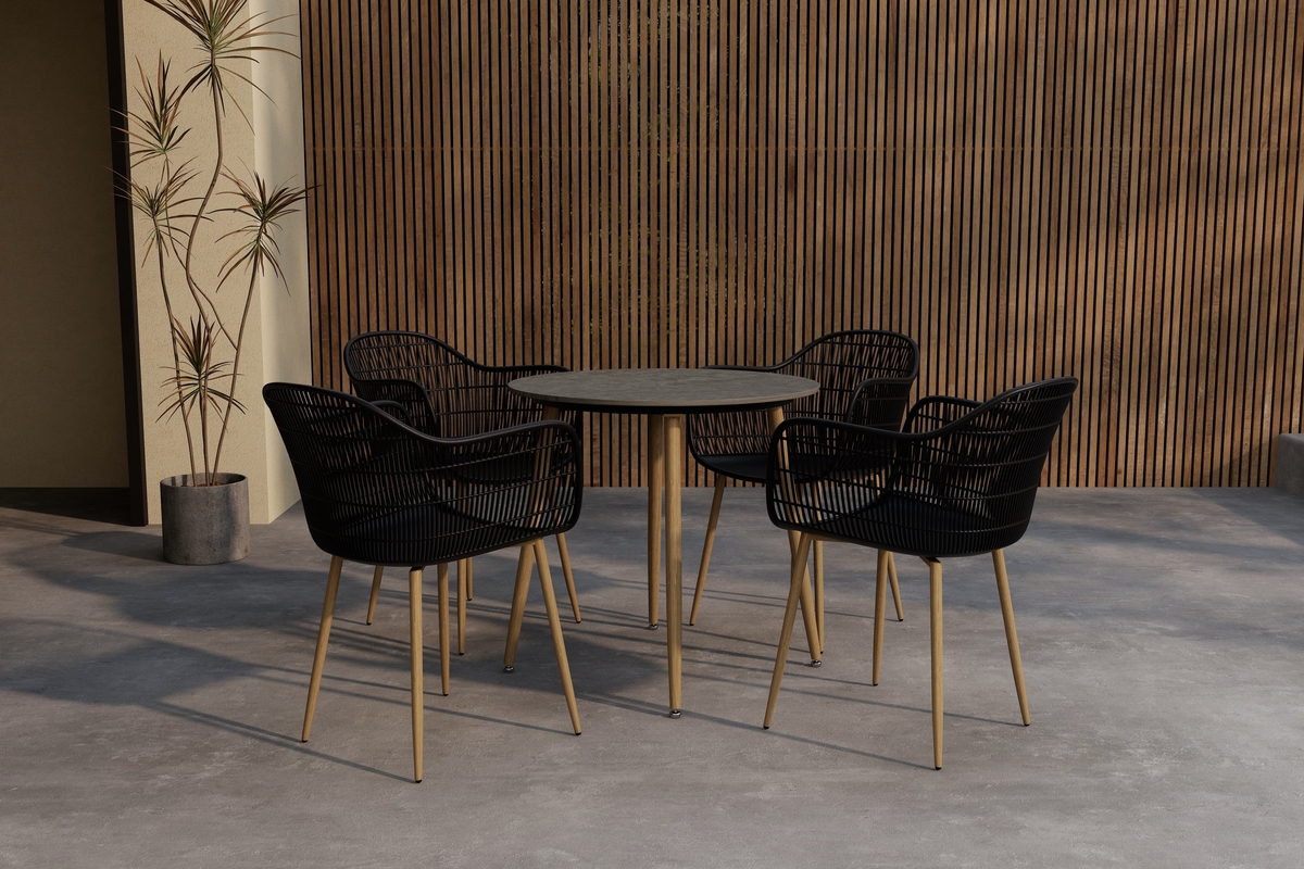 Juego de comedor 'Anafi' – Gris/Negro