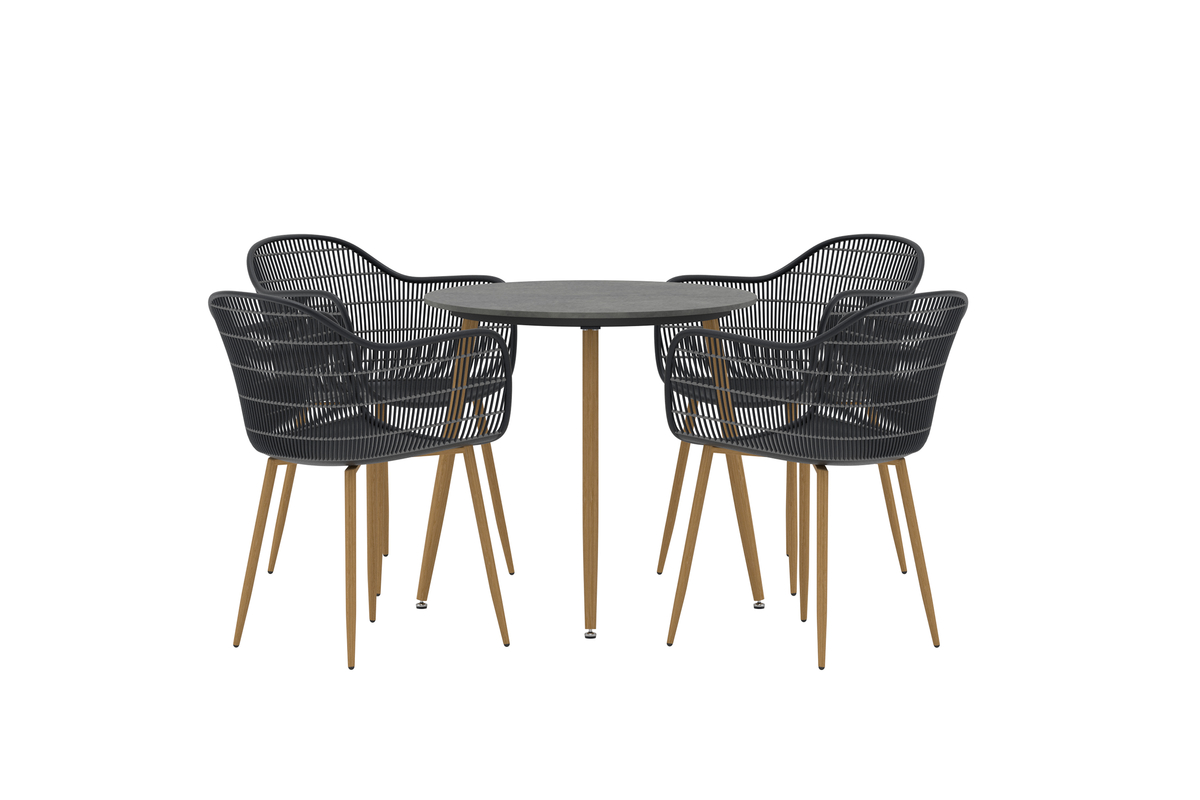 Juego de comedor 'Anafi' – Gris/Negro