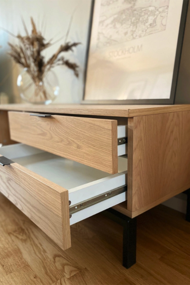 Mesa de TV 'Grant' - Roble/Hierro