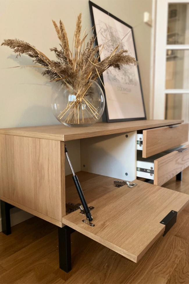 Mesa de TV 'Grant' - Roble/Hierro