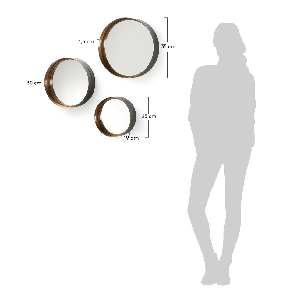 Espejo 'Wilson' - Negro/Cobre
