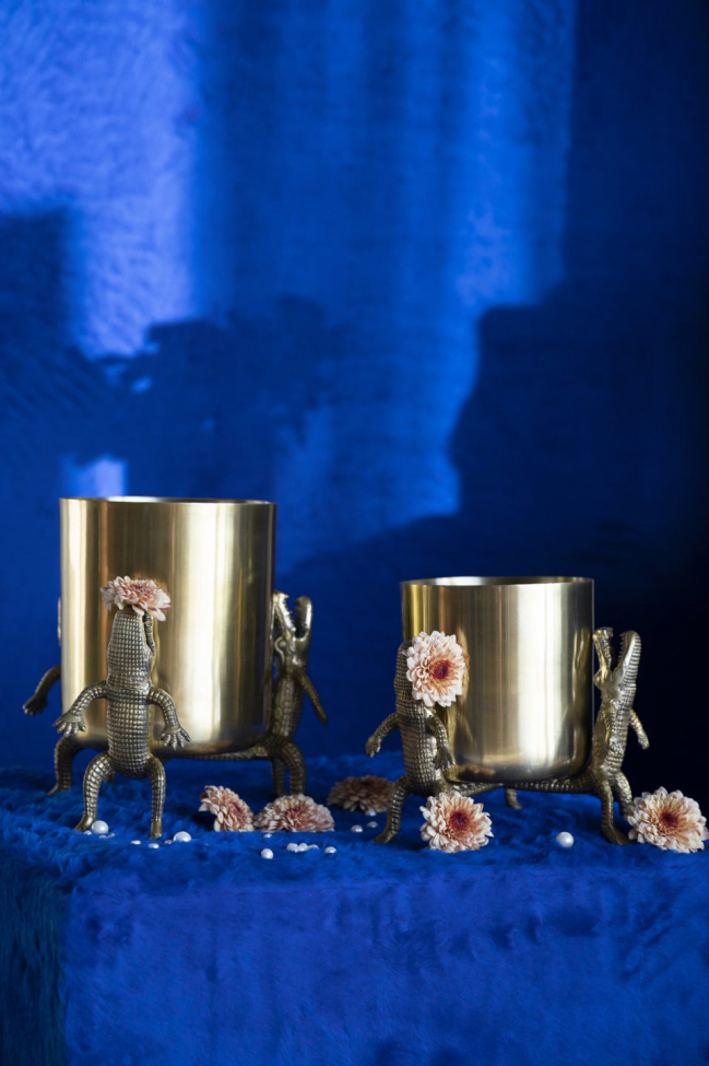 Jarrón 'Crocodile' L - Latón