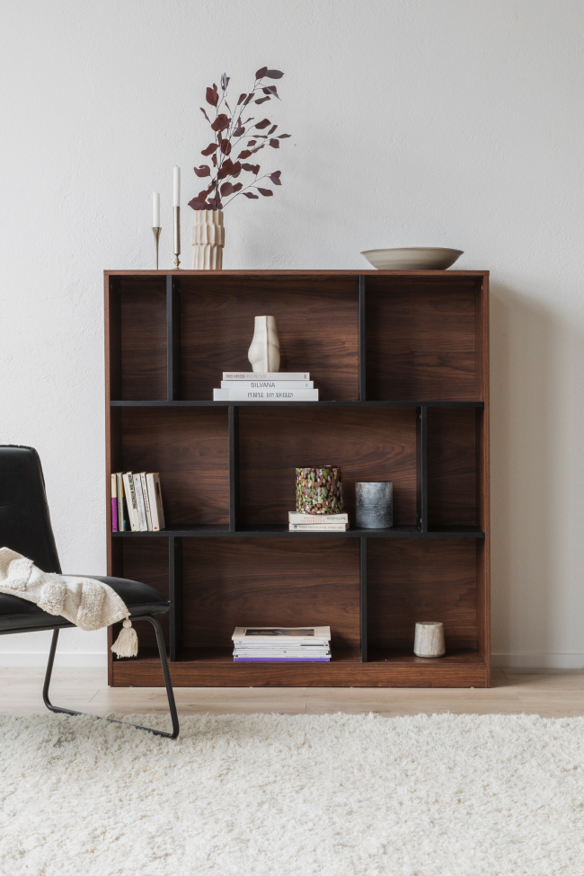 Estantería 'Colin' 118x129 - Nogal/Negro