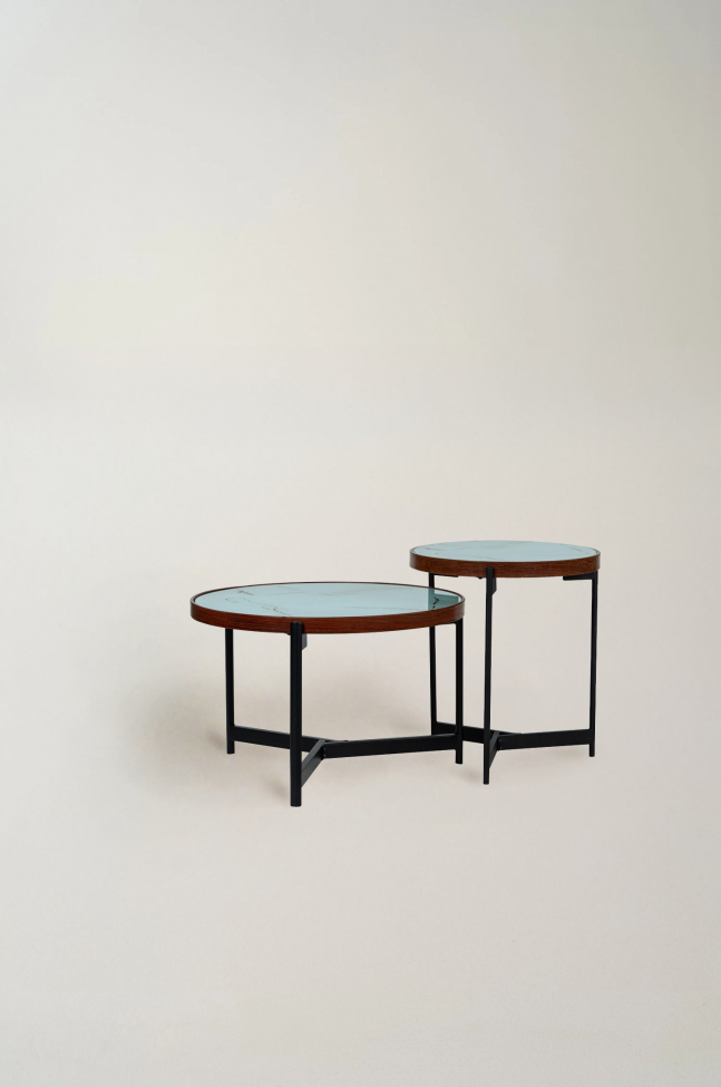 Mesa de café 'Marble' 2 partes - Negra/Blanca