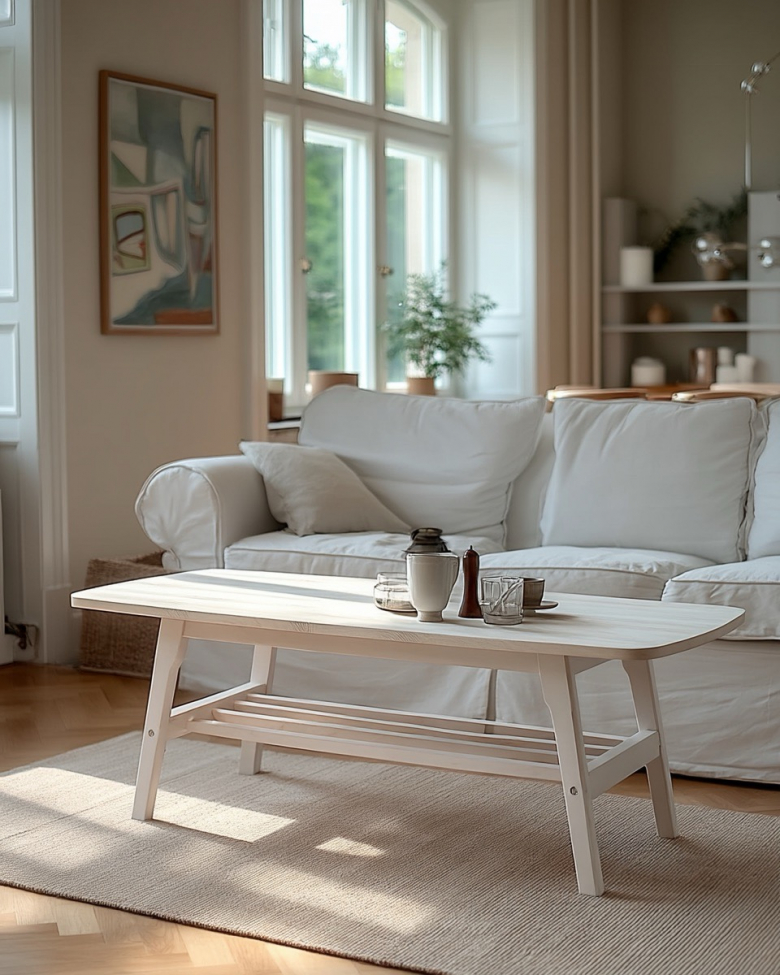 Mesa de café 'Créme' - Pigmentada blanca